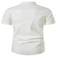 Grianlook muns gornji gumb dolje majica kratki rukav majica Muškarci Havajska bluza casual štand ovratnik ljetne majice bijela s