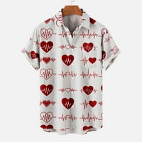 CLlios Havajska majica za muškarce casual gumb down košulje srce s kratkim rukavima Aloha Beach T majica rever comfy Party Holiday Top Valentinovo za njega
