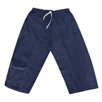 Entyinea muške dukseve elastične visoke struk Slim Fit workout pantalone sa zip džepovima Navy XXL