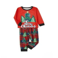 Kelajuan Porodica koja odgovara Božićne pidžame, baby romper slovo Božićno drvce Dinosaurus Print dugih
