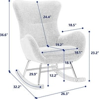 Moderna stolica za ljuljanje Teddy tkanina podstavljeno sjedalo sa visokim naslonom i naslonima za naslone