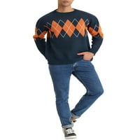 Lars Amadeus Muški džemper okrugli vrat kontrastni u boji pleteno pulover