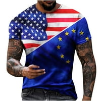 Košulje za muškarce Casual Okrugli vrat Popularni 3D digitalni ispis Zastava pulover Fitness Sportske