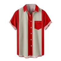 Prodaja Havajske košulje za kuglanje za muškarce kratki rukav dolje majica casual tropska print plaža Ljetni odmor Pokloni T majice sa džepom Z03-crveni xxxxl