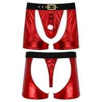 Iiniim Muške kožne kožne crvene santa gaćice CUTCOUT BOŽIĆNI NOVITALNI REMLJI PRINT KOSTUME BOXER Hlače