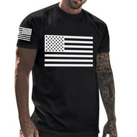 Dan nezavisnosti Print za muškarce Loose Fit Okrugli izrez Kratki rukav moda u Sjedinjenim Državama Modna američka bluza Grafička košulja Bluza Ljetna vježba Tshirt Pulover crni m