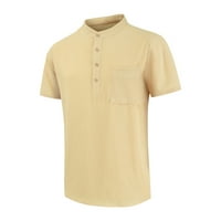 Penkaiy muške pamučne majice modni casual dugme džep kratki rukav košulja majica kratkih rukava s kratkim