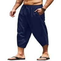 Aunavey Muške harem Capri hlače Lagane labave kratke hlače Kartonske elastične strugove casual plaže joga pantalone