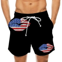 Jmntiy muške kratke hlače prugasta zastava šorc elastične struke hlače na plaži
