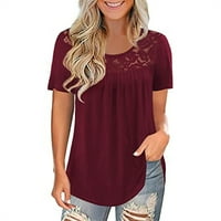 Ženska majica Plus veličine čipkana košulja za ljetnu tuničku majicu za žene s kratkim rukavima za žene