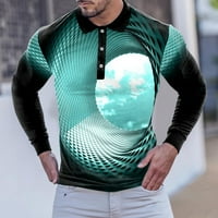 Muška majica modni casual sportski apstraktni digitalni tisak rever gumb dugih rukava Top polo majica