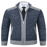 LIACOWI Plus Veličina Muškarci Zip Up Knit Cardigan dugih rukava Contrast Kontrastni džemper Pletene jakne Zimski ležerni kaput