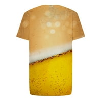 Beer Festival 3D grafički ispis bluza Ležerne slim Fit Tee Odeća Muške ljetne sportske košulje kratki rukav za muškarce Okrugli vrat Modni vrhovi Yellow XXL