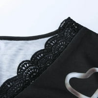 Ženski plus veličina zazor žene modna ljubav tiskana V-izrez čipkaste patchwork majica s rukavima bluza crna w12958