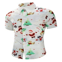 Glookwis Muške pahuljice tiskane božićne košulje Slim Fit Tunic Majica Jednoj grudi Ležerne prilike