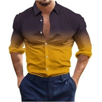 Dugleveni košulje s dugim rukavima Muška modna gradijentna boja košulja košulje za košulje za košulje Ležerne prilike