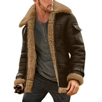 Smeđa muška jakna Muška plus veličina zimski kaput rever ovratnik dugih rukava kožna jakna od vintage zgušnjavanja ovčje jakne