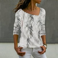 Feterrnal ženska majica bluza modni casual nepravilni V-izrez tiskani na vrhu dugih rukava
