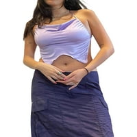 Kelajuan ženska suknja, vezanje Halterneck-a bez leđa sa malom strukom nepravilna mini suknja Ljetna