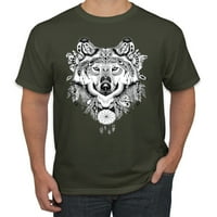Nacrtani plemenski vuk ljubavnik za životinje Muška grafička majica, vojna zelena, 5xl
