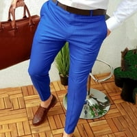 Labakihah teretni pantalone za muškarce muške casual prugaste ispisane pantalone hlače elastične pantalone sa džepovima Blue XL
