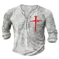 Capreze V izrez Basic Tee dugih rukava za majicu za muškarce Modni tipki Bluza Holiday Cross Print T