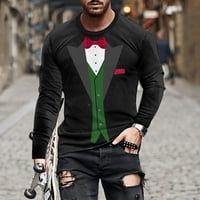Elaililye modni božićni muški grafički tees okrugli dekolte casual dugih rukava sportski majica Bluzes