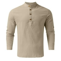 Muškarci Dnevna pamučna posteljina majica dugih rukava Hipi Casual Beach T majice s bluzom gumba Veliki i visok za muškarce