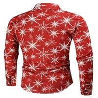 Zodanni Men Tunic Majica s dugim rukavima Božićne majice Slim Fit Xmas Bluza Funny Tops Rad Crveno 4xL