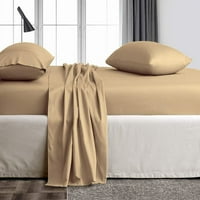 Postavljeni lim - ravni list, ugrađeni list 15 Duboki džep i jastučnice - egipatski pamuk i TC, krevet za spavanje za spavaću sobu - ekstra meko - taupe solid, kraljica