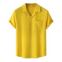 Muška majica kratkih rukava do majica Ljetna casual džepni košulje na plaži Yellow l