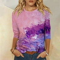 Strungten ženska modna casual tri četvrtina rukava za ispis pulover u okruglom vratu TOP bluza na velikim majicama za žene