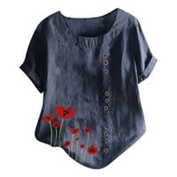 Awdenio majčin dan ženske bluze na vrhu na prodaju Ženski kratki rukav casual okrugli vrat tiskani sa labavim gumb Tunic bluza