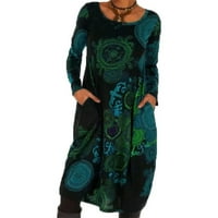 Ženska haljina od etničkog stila Casual plus veličina dugih rukava za odmor i putovanja na odmor