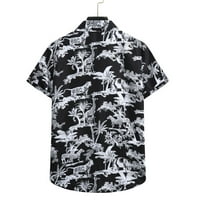 Puawkoer kratki cvjetni rukav na plaži Turtleneck Majica Muška majica Muška majica Havajski muškarci Majice Muška odjeća XL Crna