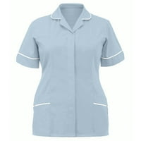 Ženske pilinge V izrez Tors T majica Radna odjeća Meka medicinska sestra jednokratna kratka rukava Easy Fit Tee sa džepovima