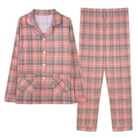 Inleife ženske pidžame postavlja žensko dugme Ležerne prilike dugih rukava Labavi ispis hlača Početna Odjeća Pajamas set