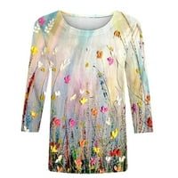 Juebong Womens Ljetni vrhovi Cleance Trendy cvjetni print Tunički košulje Ljetni rad Thirt Theps Cosy