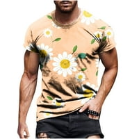Muški atletski kratki rukav modni muškarci casual okrugli vrat cvijet 3D digitalni ispis Pulover fitness sportske kratke hlače rukave za bluzu za bluzu