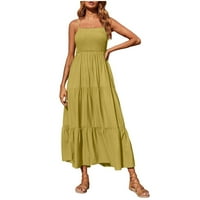 Lenago Sundress za žene plus veličine boemijski špageti remen nagnuta siloviti duga plaža sunčane haljine