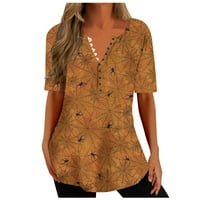 Trendy bluza za žene s kratkim rukavima Odmor za praznike T majica Labavi fit v izrez Ters Fall Dame