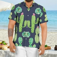 Zelena majica haljina Muška opruga Summer Ležerne prilike Cvjetna plaža Tropsko casual Dugme Down majice kratkih rukava