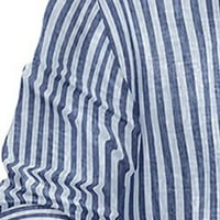 Fonwoon muške vrhove V-izrez majica pamučna i posteljina mladost labava stand-up košulja Ležerne košulje Muška odjeća Trgovina plus veličina plava s