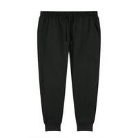 Kapreze vučene pantalone elastične strugove Sweatpants Muške lagane čvrste boje fitnes sa džepovima Sportske hlače Black 2xL