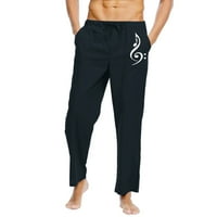 Muške sportske hlače za crtanje boho hlače pamučne posteljine tiskane elastične pantalone struka tamno plava xxxxxl