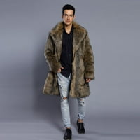 WEFUESD jakne za muškarce Muške toplo zadebljanje duge kaput-jakna -Fur Odjeća Cardigan Muška odjeća smeđa l