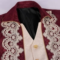 Srednjovjekovni kostim muškarci čipke patchwork ovratnik dugih rukava Vintage Party Tuxedo Haljina Srednjeg dijela kaputa