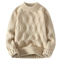 Fabiurt Muške modne ležerne pune boje Jednostavni džemper sa vratom Džemper, Khaki