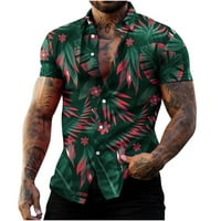 Ernkv muške slobodne košulje za čišćenje kratkih rukava košulje odjeću rever pulover odmorski list ties moda ljetna havajska havajska marka vojska zelena xxxxl