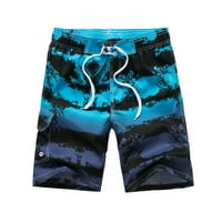 Zpanxa Muške kupaće trunke Havajski elastični struk džep za crtanje Slim Fit Capris Plaža Kratke hlače